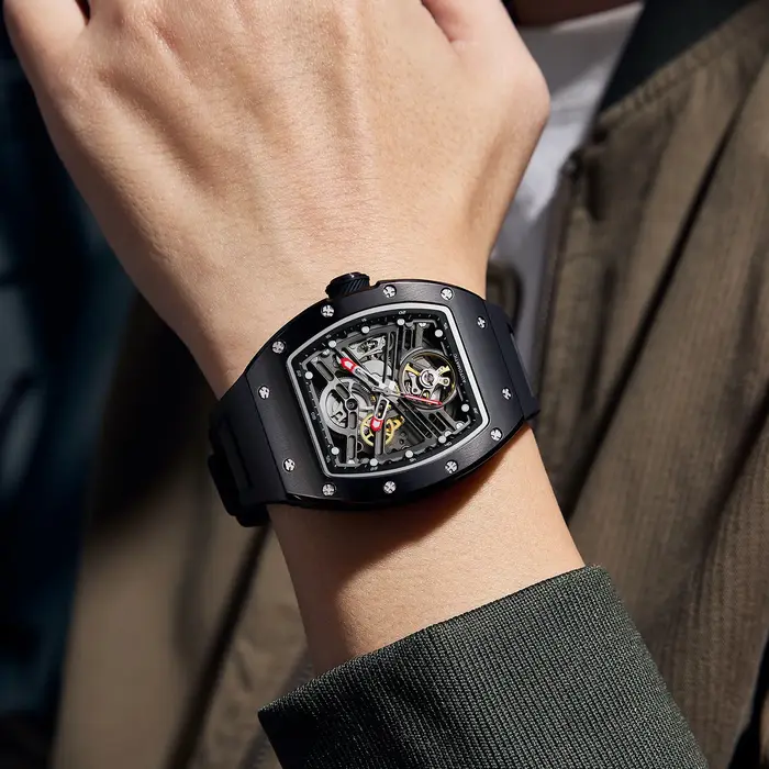 Montre homme CHANCE, cadran ajouré, montre mécanique, boîtier en acier, étanche, montre sport, mouvement automatique, 919013