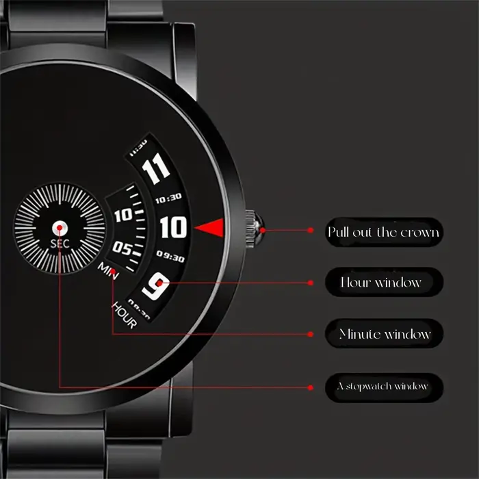 Nouvelle montre pour hommes noire scientifique et technologique