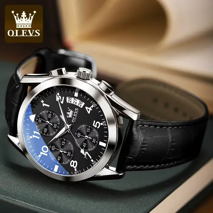 OLEVS 2878 montre d'aviateur pour hommes mode automatique mécanique étanche lumineux double affichage du calendrier Reloj Hombre