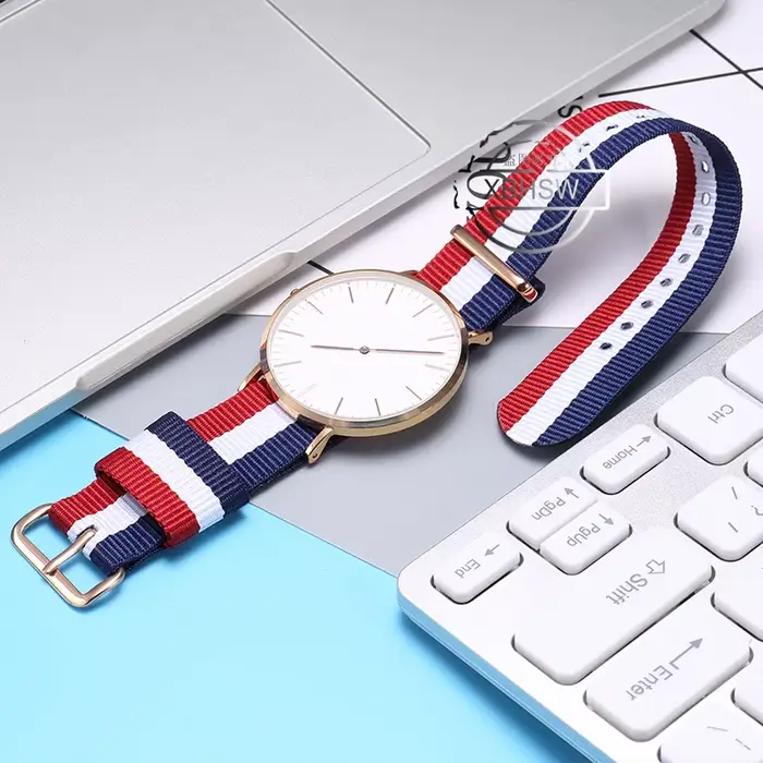 Bracelet de montre en nylon pour DW, 12mm, 14mm, 13mm, 16mm, 19mm, avec boucle en or rose, pour Daniel Wellington, pour femmes et hommes