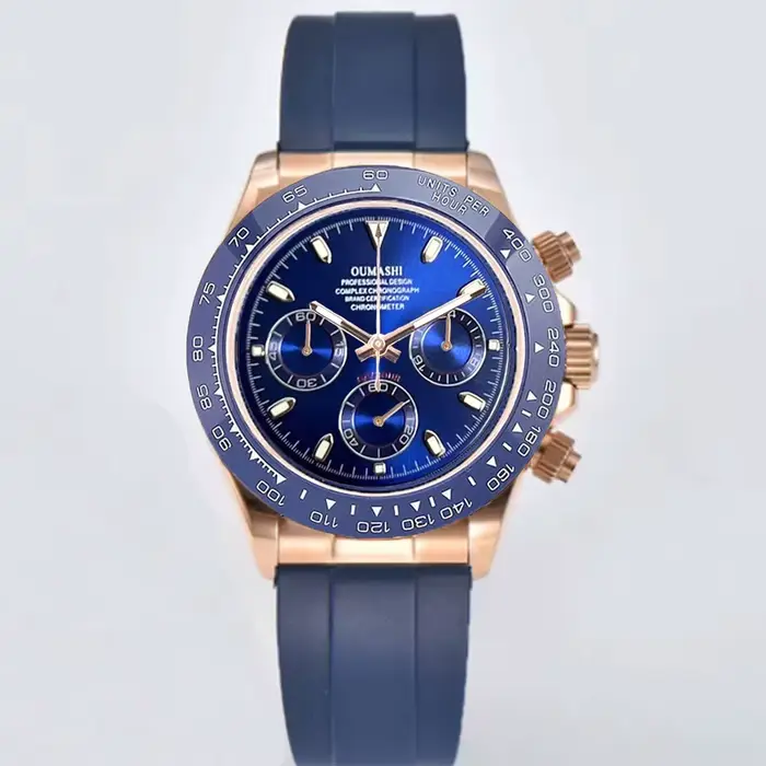 Montre chronographe pour homme VK63, boîtier VK63 or rose bleu, montre chronographe pour homme VK63,