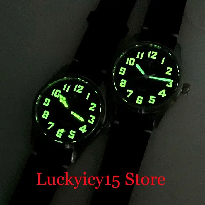 Montre automatique Tandorio 39MM, mouvement japonais NH35/PT5000, bracelet en cuir, saphir, luminescence verte, cadran noir vintage