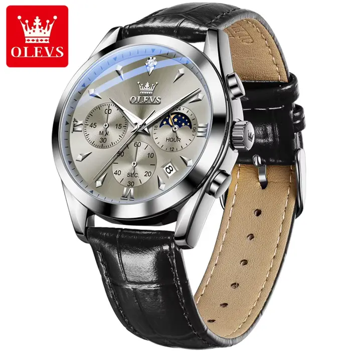 Montre de Luxe avec Bracelet en Cuir pour Homme