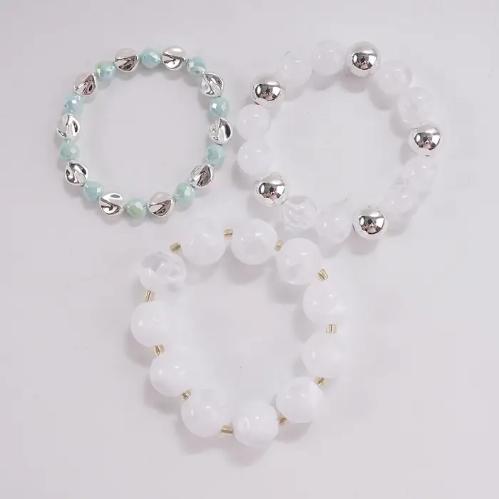 Ensemble de 3 Bracelets Perles Orange Vif – Bijoux Audacieux et Empilables pour Tenues Élégantes et Rendez-vous Décontractés