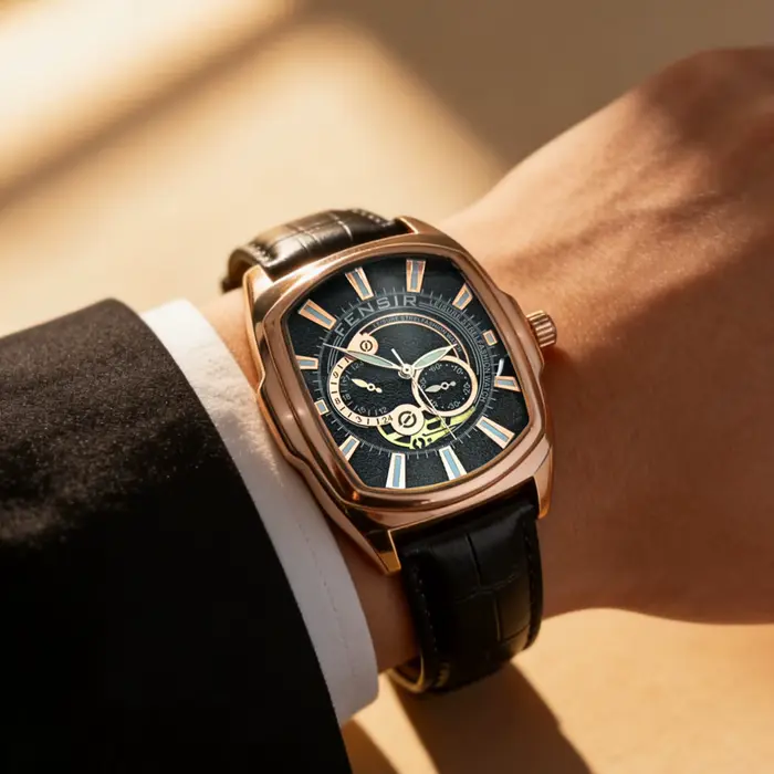 Montre de luxe haut de gamme pour homme avec un design élégant, style business punk, grand cadran en