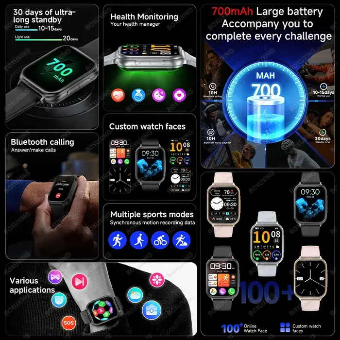 Montre connectée de sport en plein air, écran AMOLED HD de 1.83 pouces, fréquence cardiaque, suivi GPS, étanchéité IP68, appels Bluetooth, pour hommes et femmes