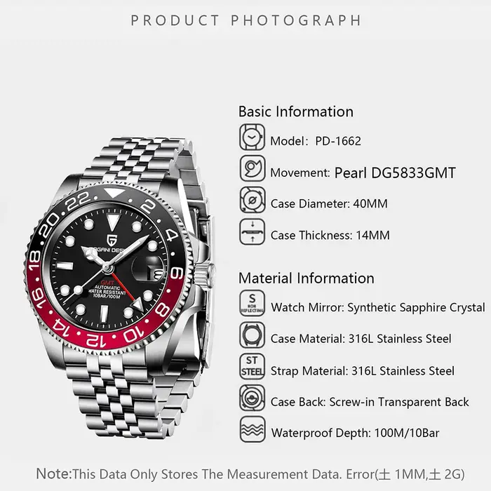 PAGANI DESIGN – montre GMT pour hommes
