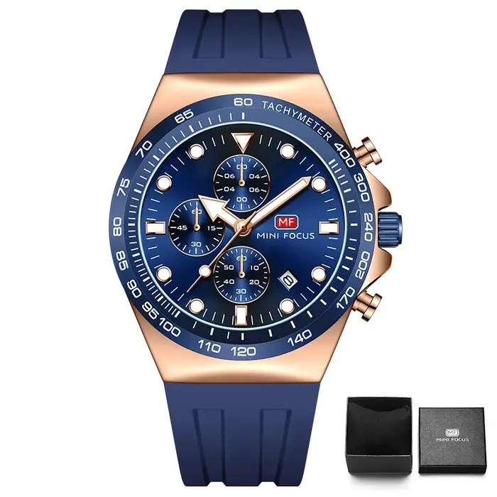 MINI FOCUS Sport chronographe montre à Quartz pour hommes mode bracelet en Silicone montre-bracelet étanche avec aiguilles lumineuses Date 0488
