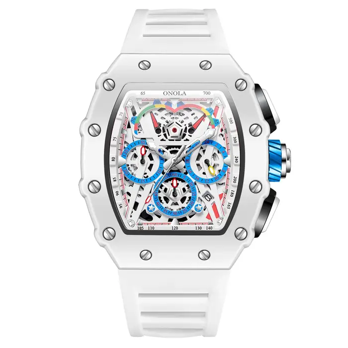 Montre de luxe pour hommes ONOLA mode décontracté multifonctionnel bande de Silicone étanche