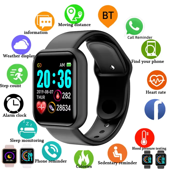 Montre intelligente femmes hommes contrôle de la musique Bluetooth calories moniteur de Fitness Smartwatch course