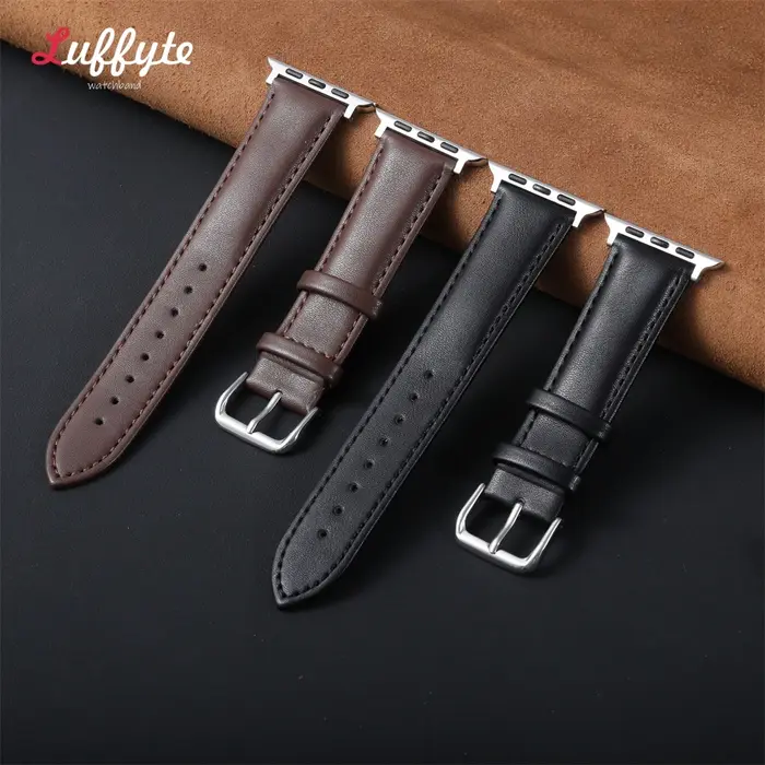 Bracelet de montre en cuir souple pour Apple Watch 10 9 Ultra 8 7 6 SE 5 4 3, 38 40 41 42 44 45 46 49mm, Bracelet de montre d'affaires