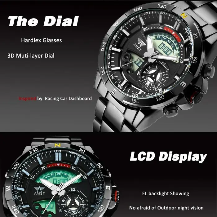 Montre-bracelet militaire à quartz pour homme