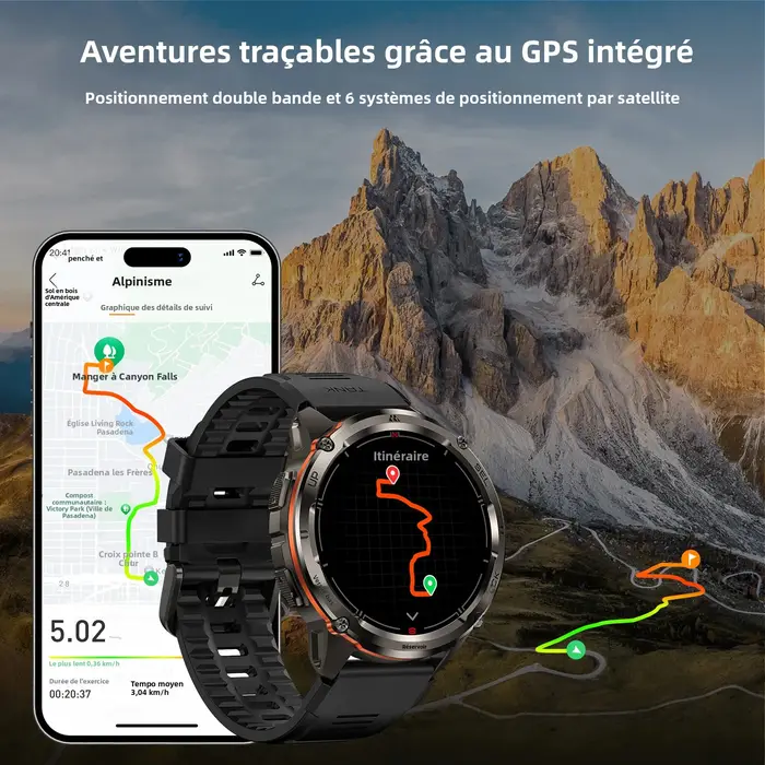 KOSPET TANK T3 Ultra 2 montre intelligente pour hommes GPS en acier inoxydable Smartwatch 50M étanche IP69K moniteur