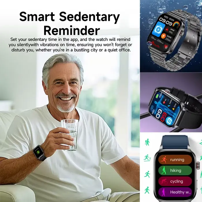 Montre connectée ECG homme 2026 améliorée avec suivi complet de la santé : moniteur de fréquence cardiaque