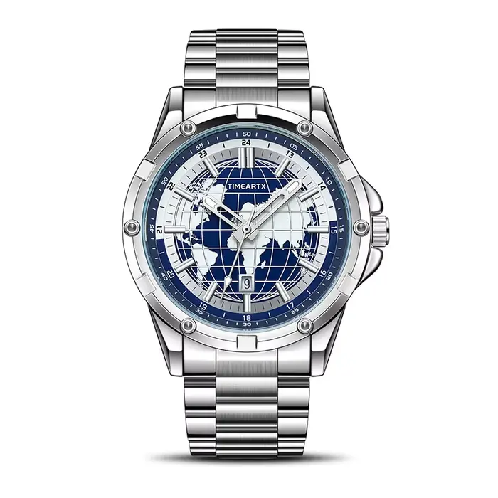 Montre pour homme TIMEARTX, cadran cartographique élégant, fonction lumineuse, montres cadeaux pour 