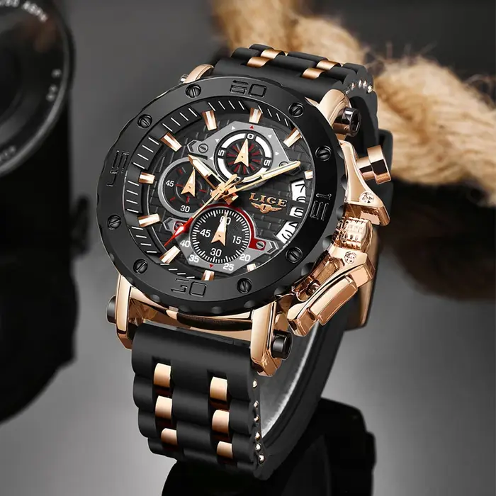 LIGE 2025 nouvelle entreprise Silicone hommes montres haut de gamme montre à Quartz de luxe