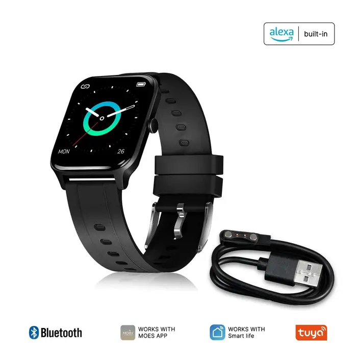 MOES-Montre connectée Alexa, moniteur d'activité physique intégré, moniteur de fréquence cardiaque e