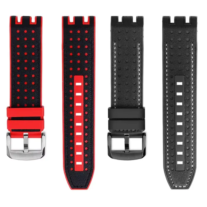 Bracelet de montre en cuir de vache et caoutchouc pour hommes