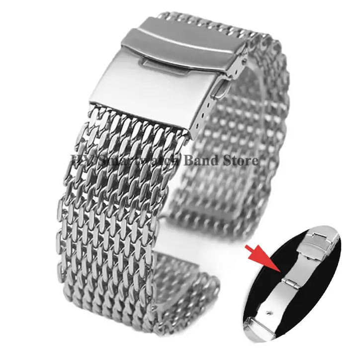 Bracelet de montre en maille requin 4.0mm d'épaisseur pour Omega