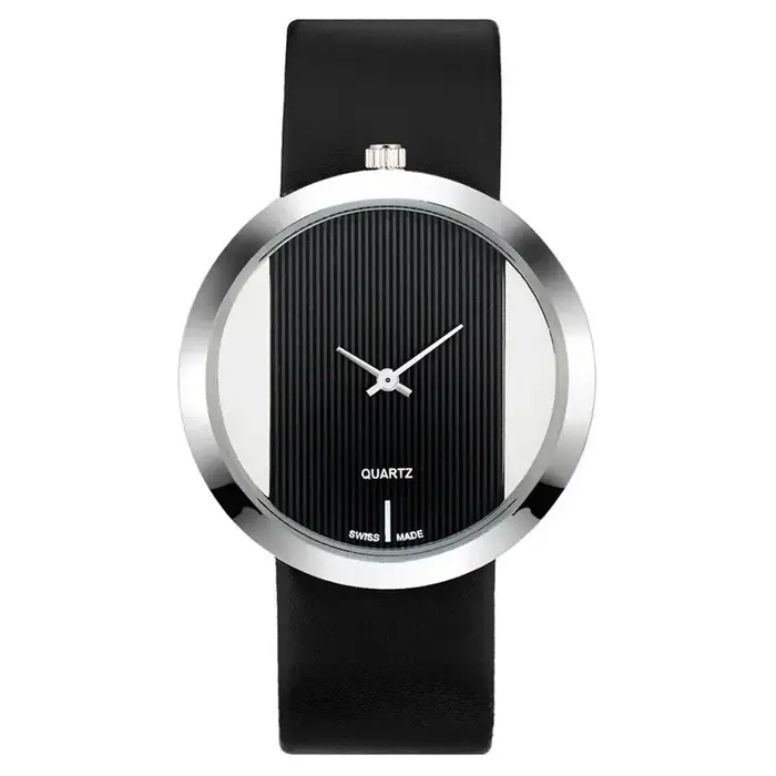 Montre de luxe avec bracelet en cuir Transparent pour femmes