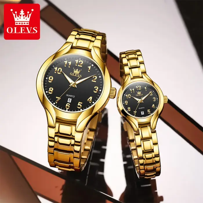OLEVS 3650 Couple montres pour hommes femmes numéro échelle étanche Quartz robe montre-bracelet lumineux luxe calendrier montre d'affaires