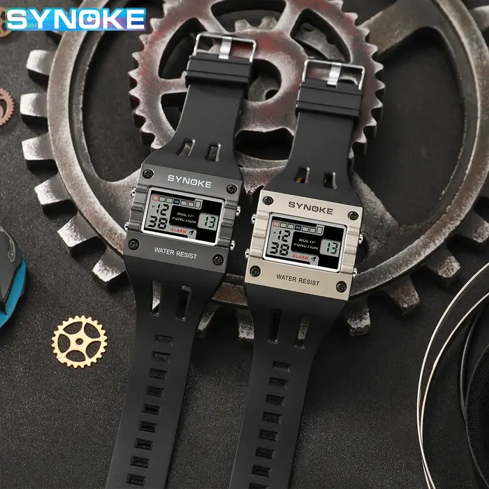 SYNOKE montre numérique montre en plein air nouvelle couleur tendance hommes sport montre électronique étanche nuit lueur grand écran carré étudiant