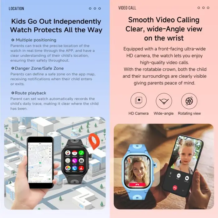 4G enfants montre intelligente GPS WIFI appel vidéo APP télécharger SOS