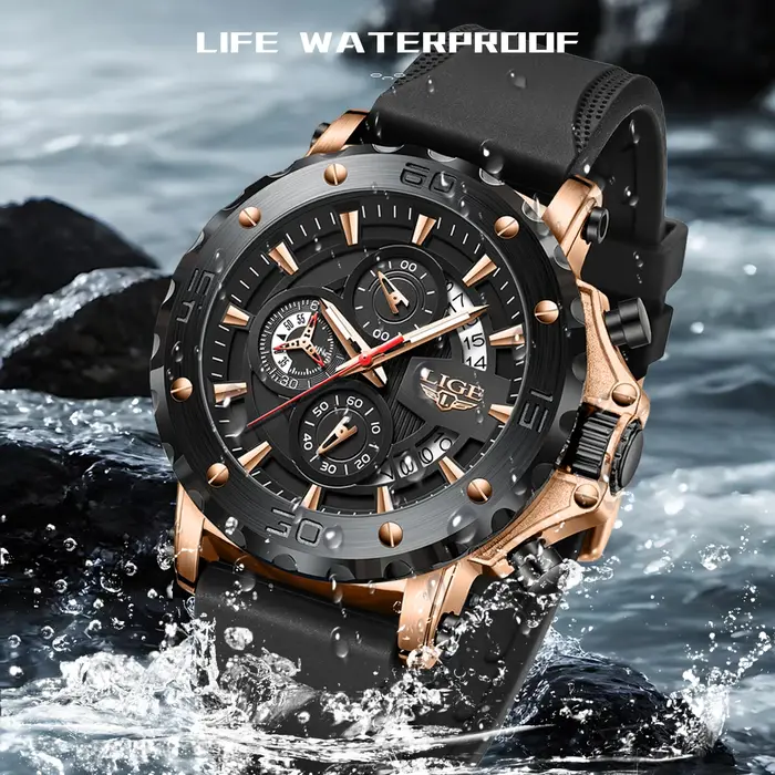 Montres pour hommes LIGE, marque haut de gamme, chronographe, calendrier lumineux, quartz, mode, affaires, sport, Relogio Masculino