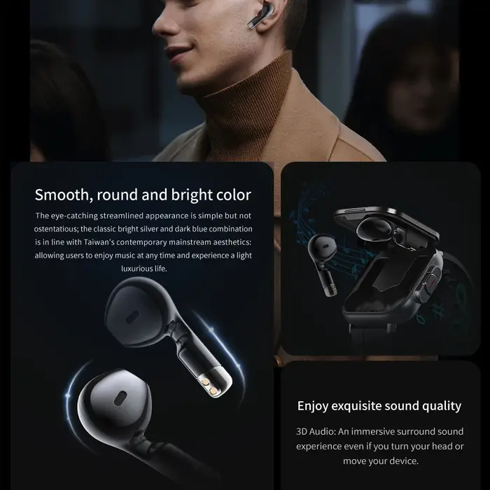 Montre connectée Bluetooth 2 en 1 avec écouteurs TWS