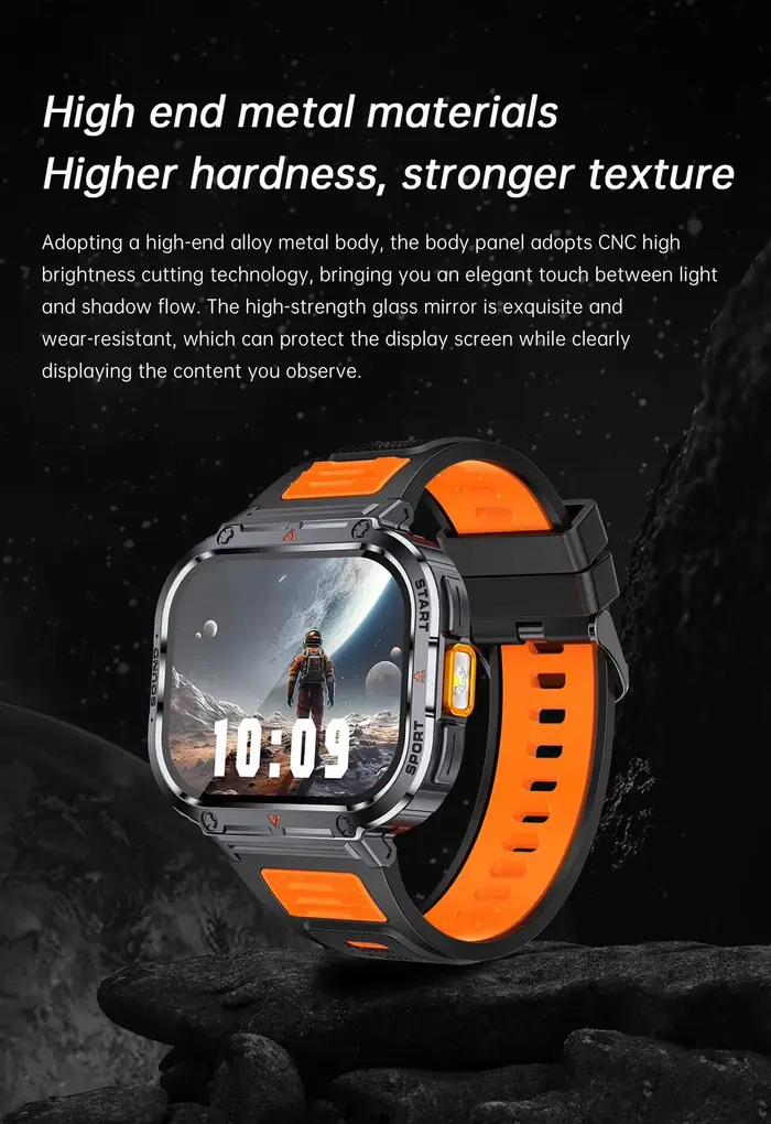 Montre intelligente 2 pouces Ultra grand écran NX23 lumière LED lampe de poche BT appel AI voix 400mAh hommes Fitness sport Tracker Smartwatch