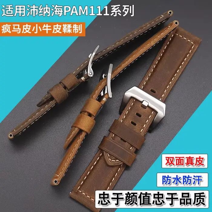 Bracelet de montre en cuir véritable pour Panerai Luminor Radiomir 18mm 20mm 22mm 24mm