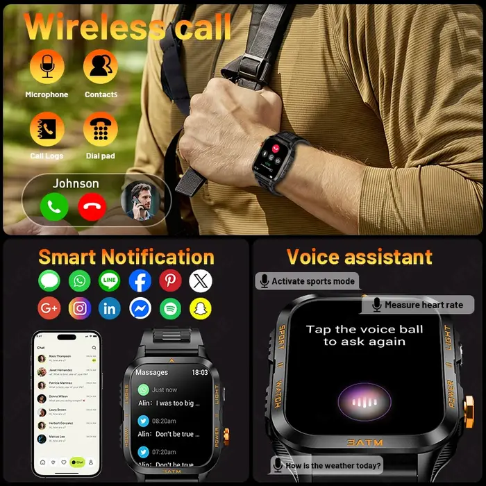 Montre connectée de fitness LIGE avec écran HD de 1