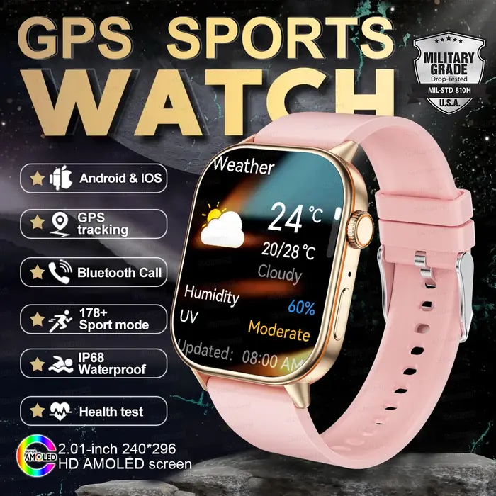 Nouvelle montre intelligente militaire GPS avec boussole GPS intégrée