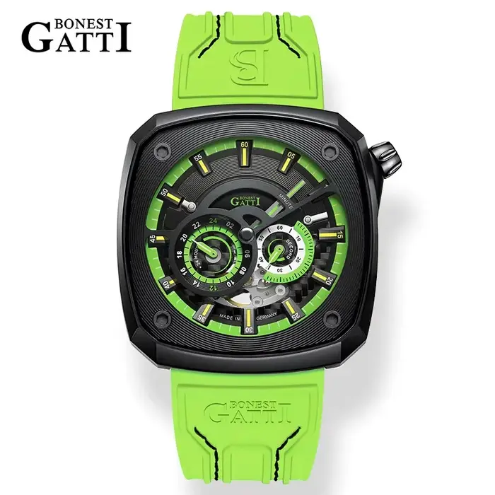 BONEST GATTI 2025 nouveaux hommes montre automatique montres de luxe mode mécanique montre-bracelet 50M étanche saphir lumineux squelette
