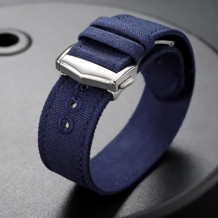 Bracelet de montre en nylon côtelé premium 20mm 22mm avec fermoir déployant pour Omega