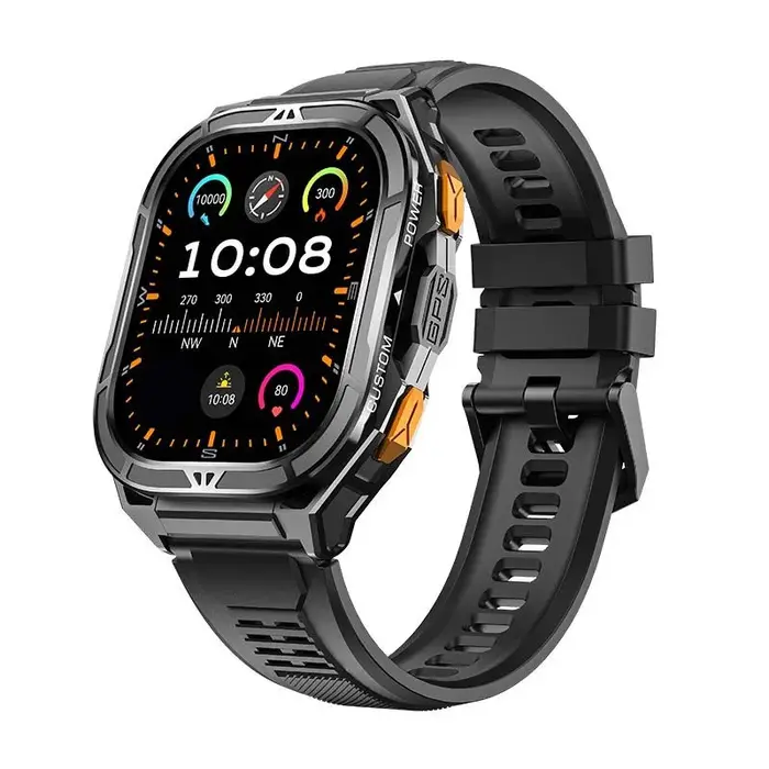 X5 montre intelligente 1.96 pouces Amoled Bluetooth appelant SOS Sports de plein air Fitness Tracker