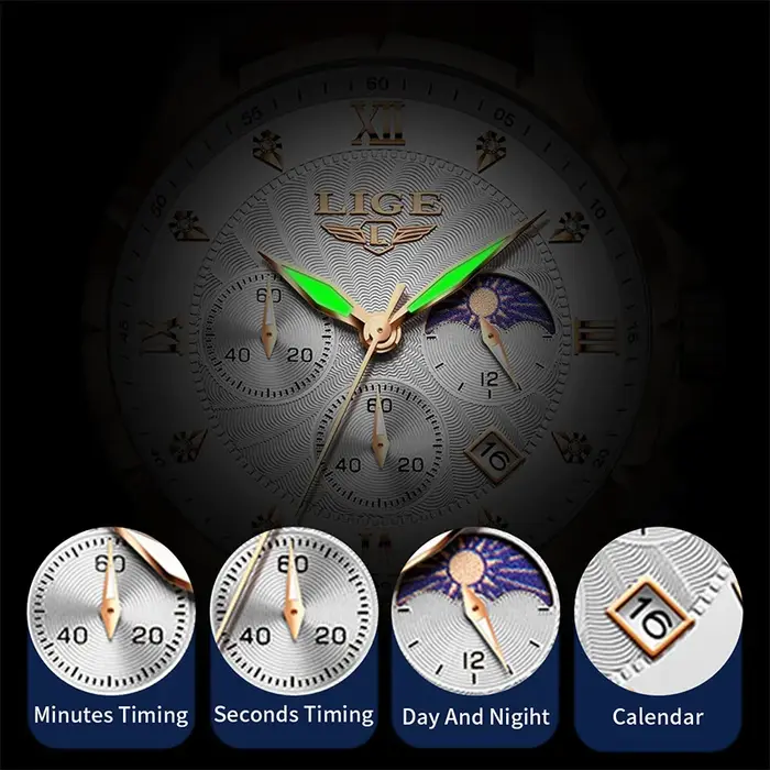 LIGE décontracté hommes montres homme d'affaires montre de luxe lumineux chronographe Date étanche montre-bracelet
