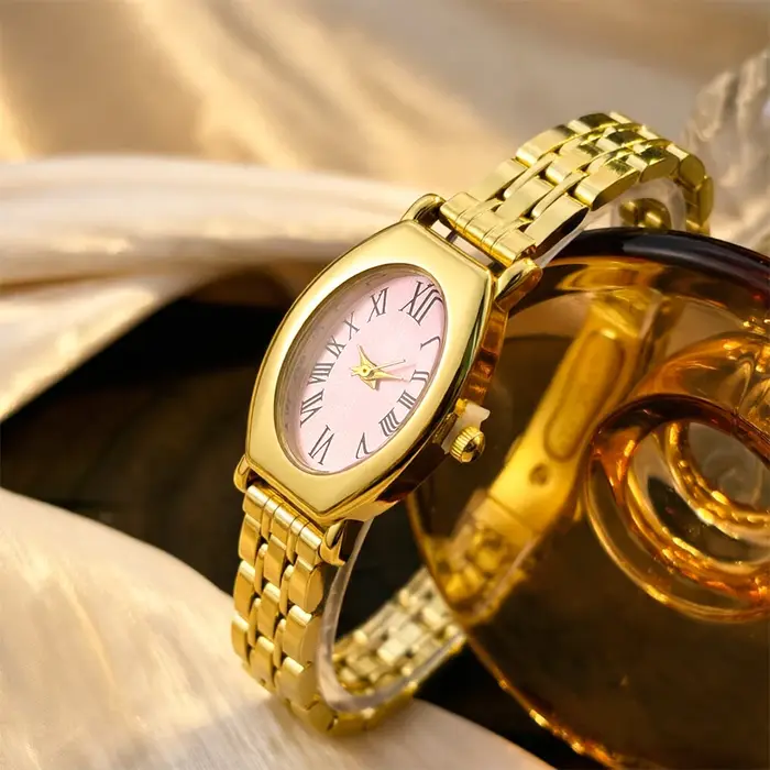‌ Montre tendance pour femme - Cadran cylindrique intemporel, bracelet en acier inoxydable, montre vintage pour femme