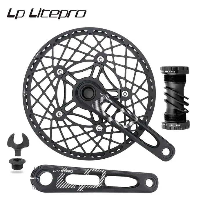 LP Litepro-Manivelle de vélo pliante en alliage d'aluminium, plateau simple, pédalier de vélo, plate