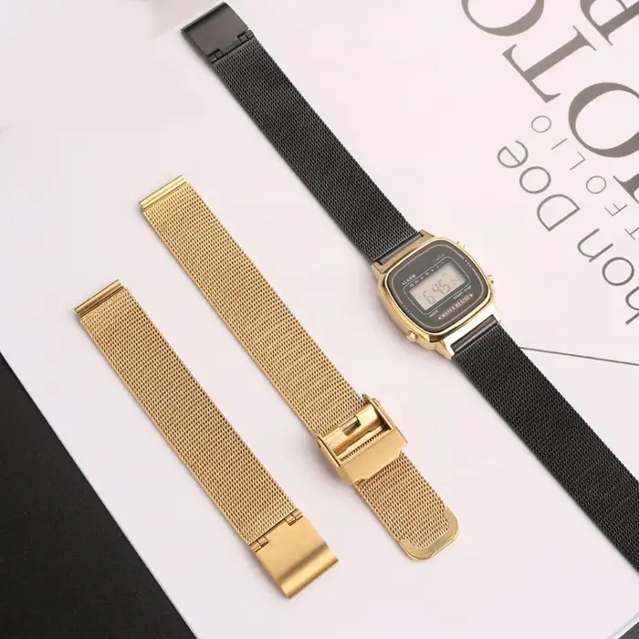 Bracelet de montre en maille Milan pour Casio, petit argent rétro petit or LA670 LA680 LA690, bracelet de montre en acier inoxydable pour femmes 13mm 14mm