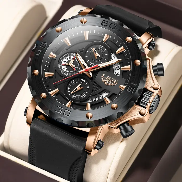 Montres pour hommes LIGE, marque haut de gamme, chronographe, calendrier lumineux, quartz, mode, affaires, sport, Relogio Masculino