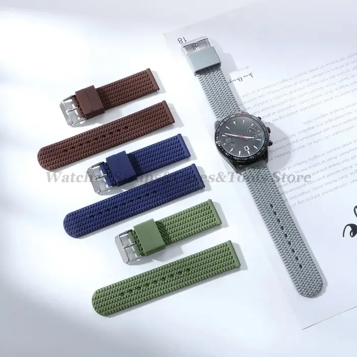 Bracelets de montre en Silicone souple bracelet de montre en caoutchouc à dégagement rapide 18mm 20mm 22mm 24mm pour Omega pour bracelet de remplacement de montre Huawei