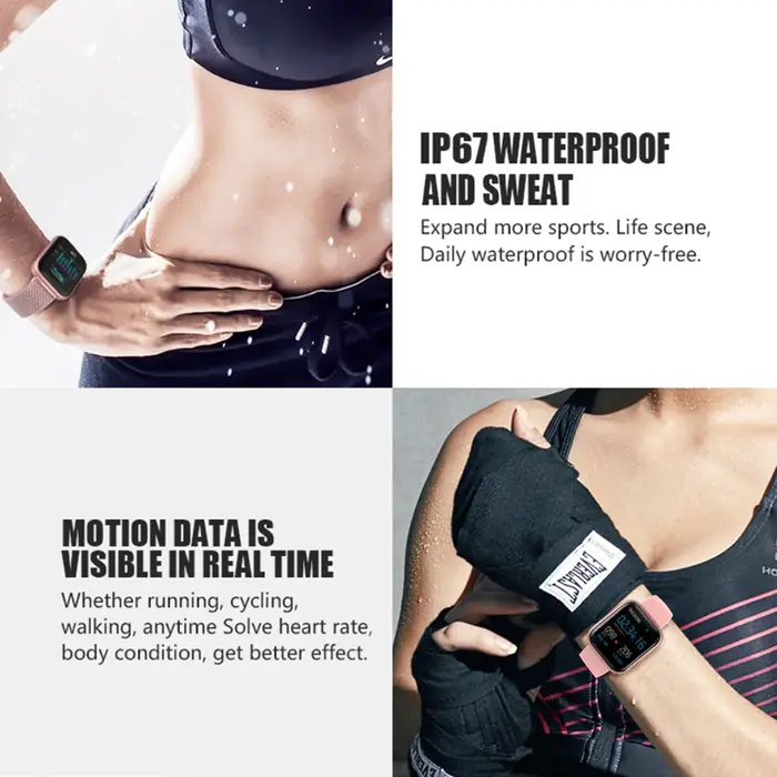 Montre intelligente pour dames 1.4 pouces écran tactile complet surveillance de la fréquence cardiaque du sommeil IP67 étanche femmes sport Fitness Smartwatch