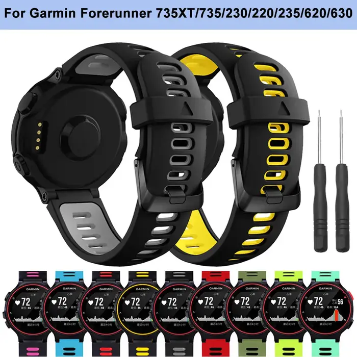 Bracelet de rechange en Silicone pour montre intelligente Garmin Forerunner 735XT, pour Forerunner 230/220/235/620/630