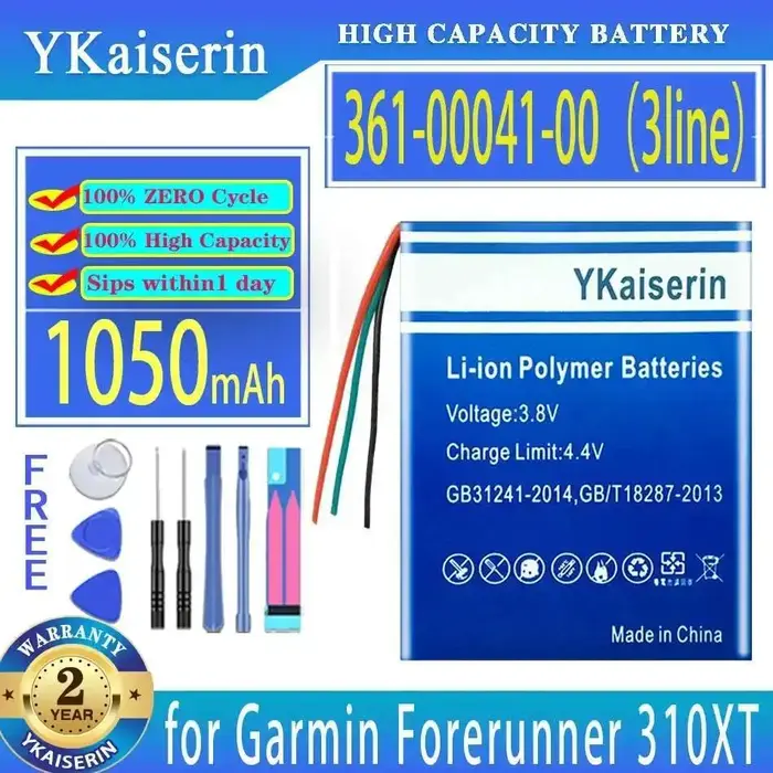Batterie de montre de sport 361-00041-00 3 lignes 1050Mah pour Garmin Forerunner 310XT Gps réparatio