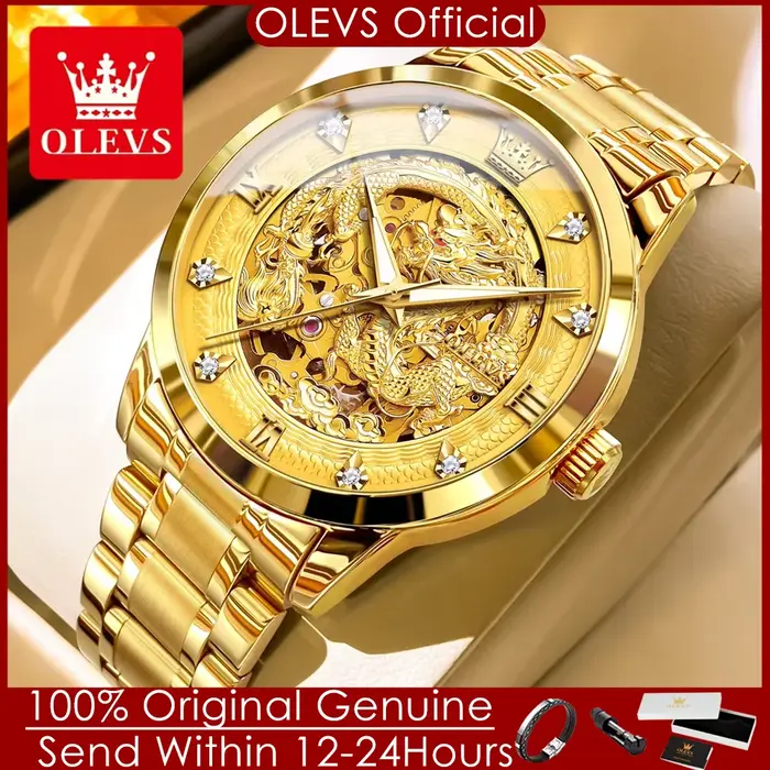 OLEVS-Montre existent pour Homme, Modules de Mouvement Mécanique, Importé CITIZEN, Seton Dragon, Haute Qualité, Étanche, Nouveau