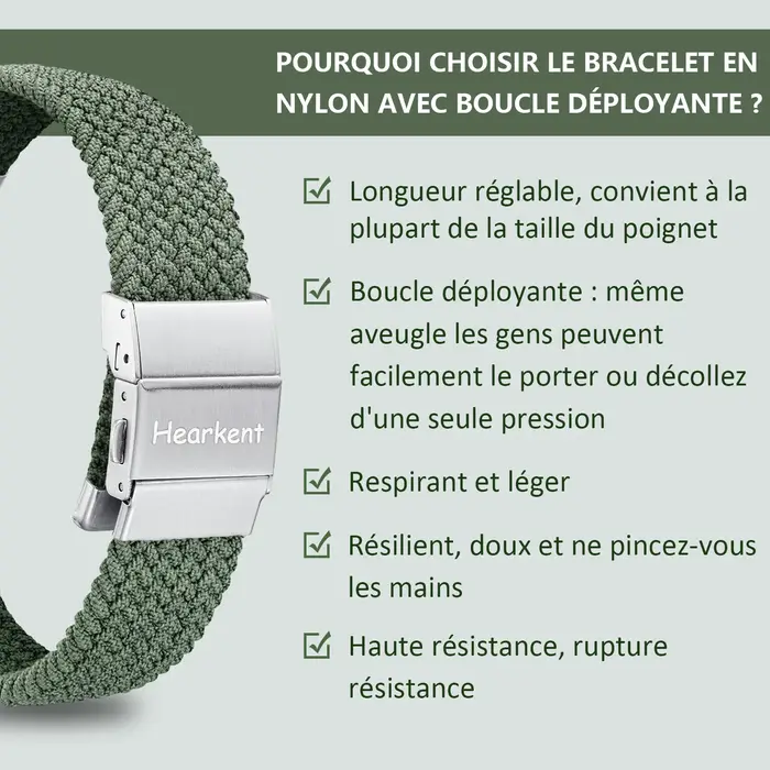 Montre parlante Hearkent en français pour personnes aveugles avec alarme