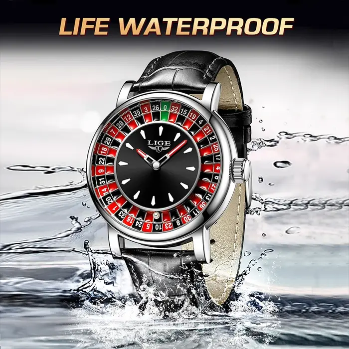Lige nouvelles montres pour hommes en vedette étanche lumineux montre-bracelet à quartz cadran Las Vegas Roulette Table
