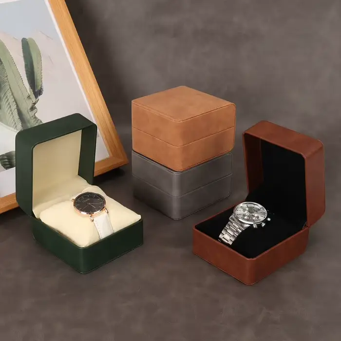 Boîte à montre simple en cuir de luxe (1-2 pièces) – Étui de rangement portable pour montres et bijoux pour homme – Idéal comme cadeau