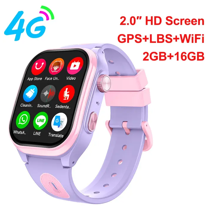 Montre intelligente pour enfants 4G GPS WIFI Appel vidéo Téléchargement d'applications Appel télépho